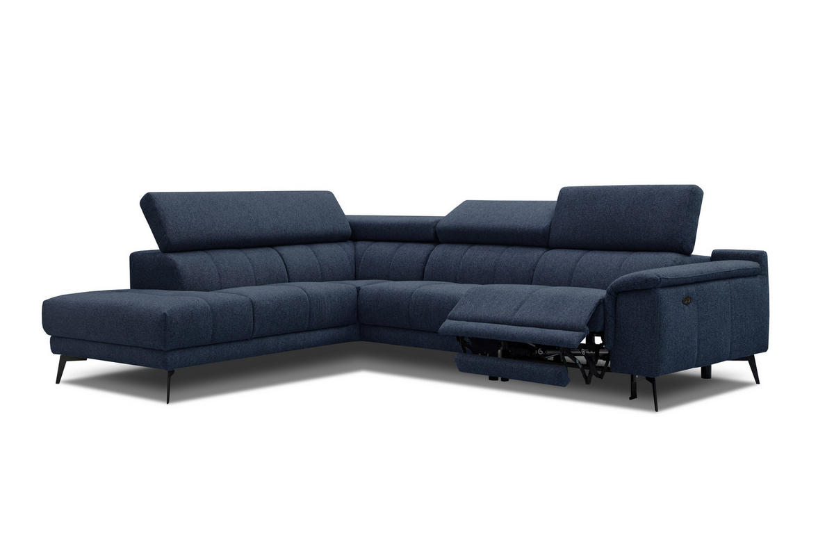 ECKSOFA FIERO 5-Sitzer mit 1 Relaxfunktion, dunkelblau - Dunkelblau, Holzwerkstoff/Textil (228/290cm) - Courtois Laville