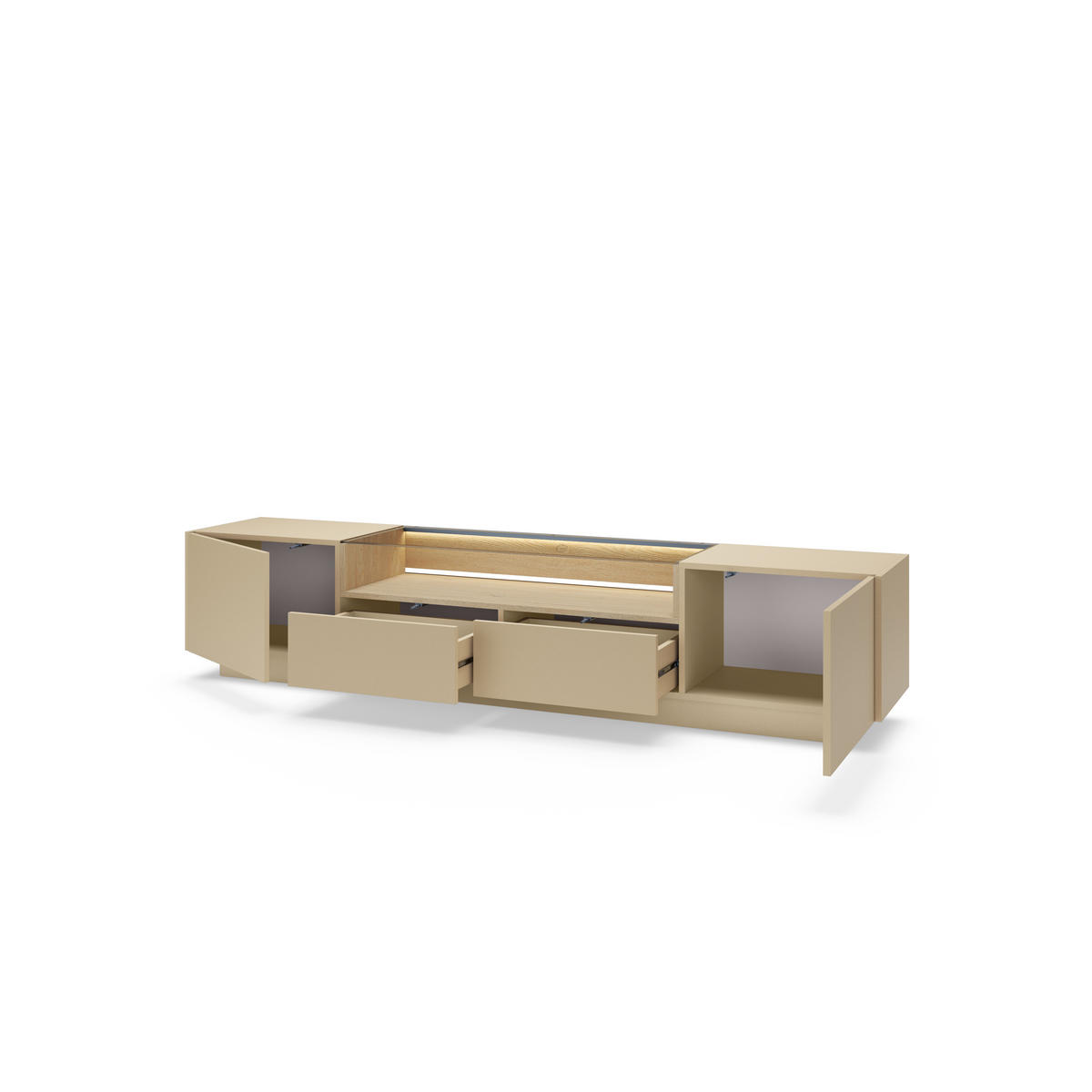 TV-SCHRANK: Kakao + Cremona-Eiche, 203 x 43,4 x 39,5 cm - Braun, Holzwerkstoff (203/43.4/39.5cm) - 3XE LIVING