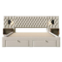 POLSTERBETT 180/200 cm Beige mit 2 Nachttischen und 4 Schubladen (Ohne Matratze) - Beige, Textil (180/200cm) - Oxeza