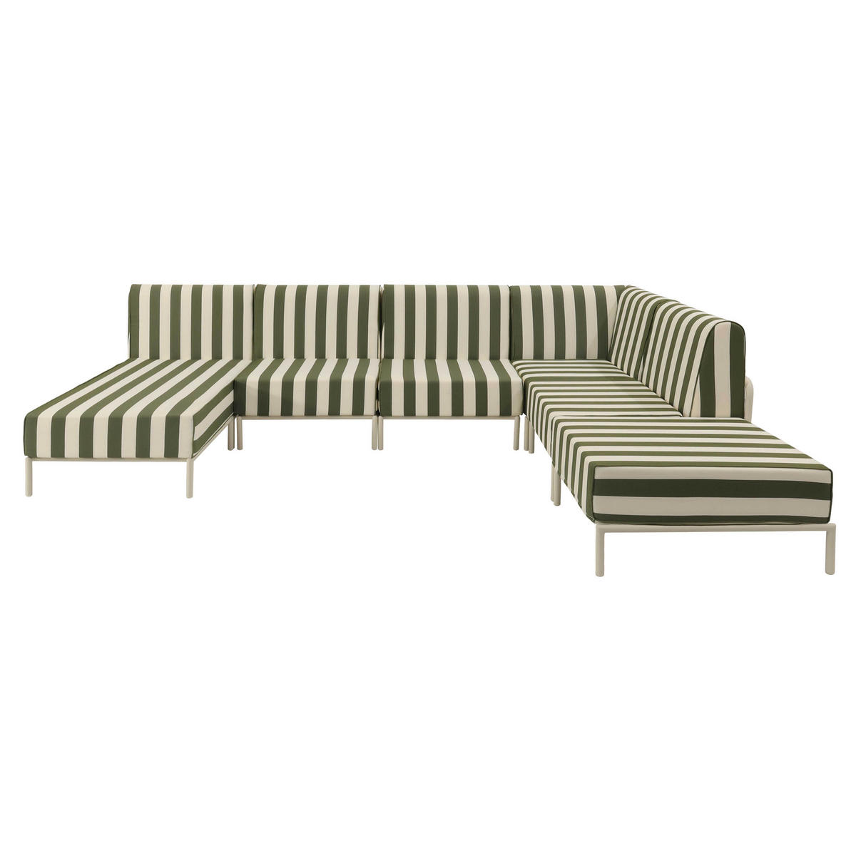 GARTENSOFA mit 6 Sitzplätzen, Khakigrün - Grün, Textil - Oviala