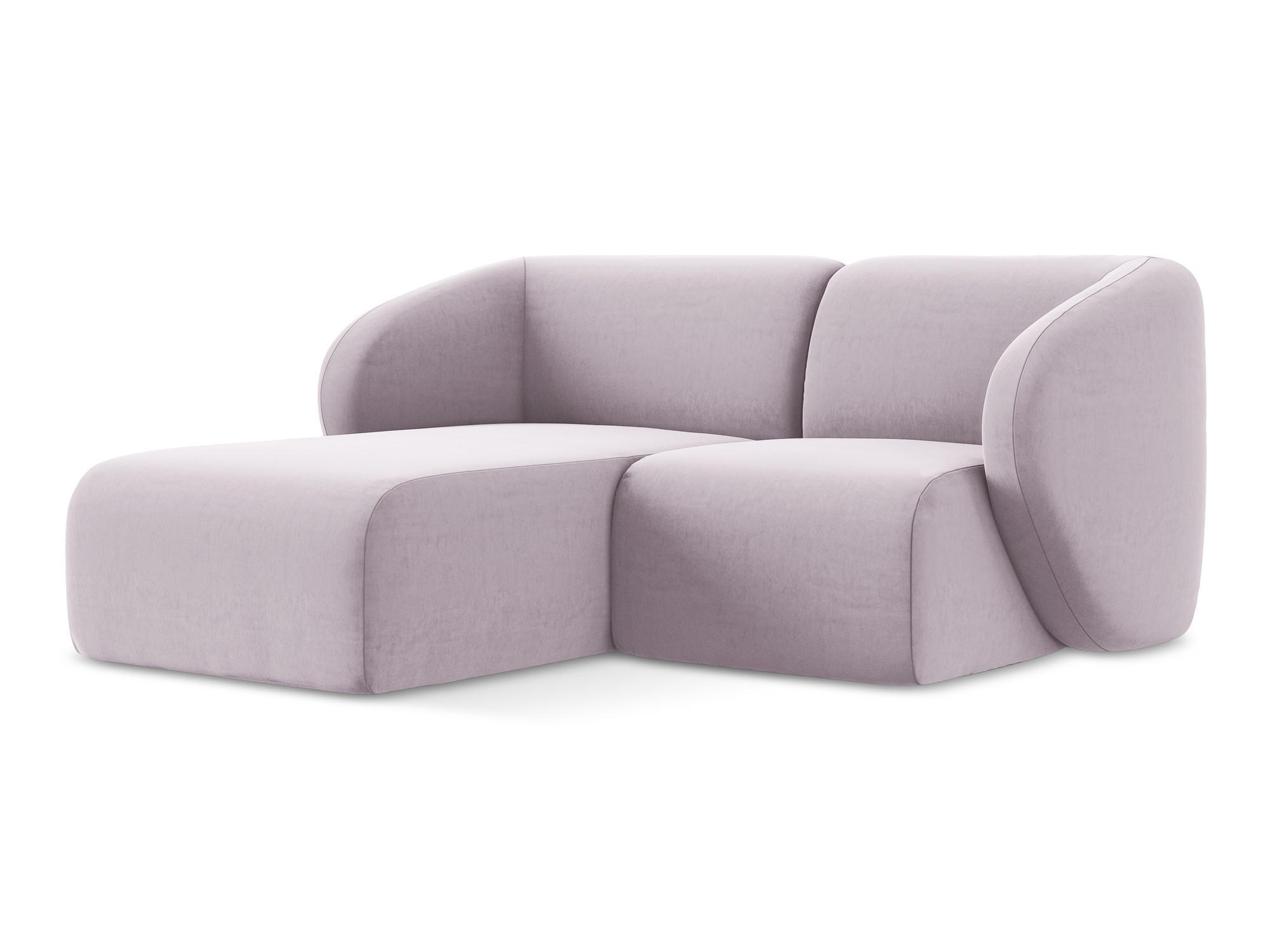 ECKSOFA Links Samt Stoff Violett - Flieder/Schwarz, Holzwerkstoff/Kunststoff (178/166cm) - Makamii