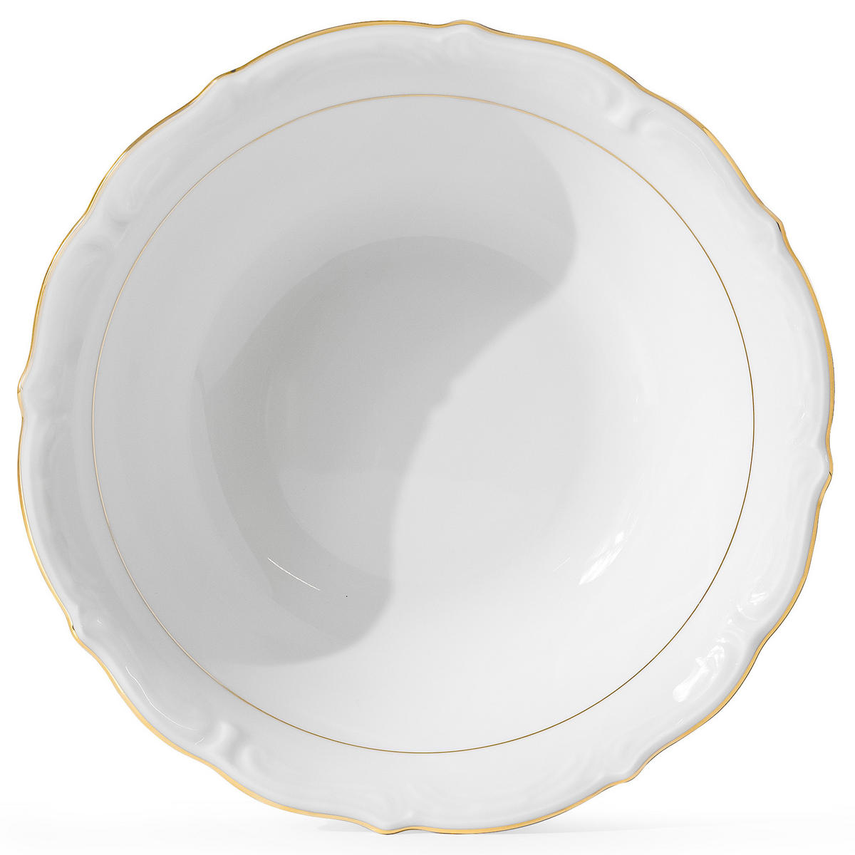 SALATSCHÜSSEL Chodziez MARIA TERESA Porzellan mit Goldrand, Weiß / Gold - Goldfarben/Weiß, Keramik (26cm) - KONSIMO®