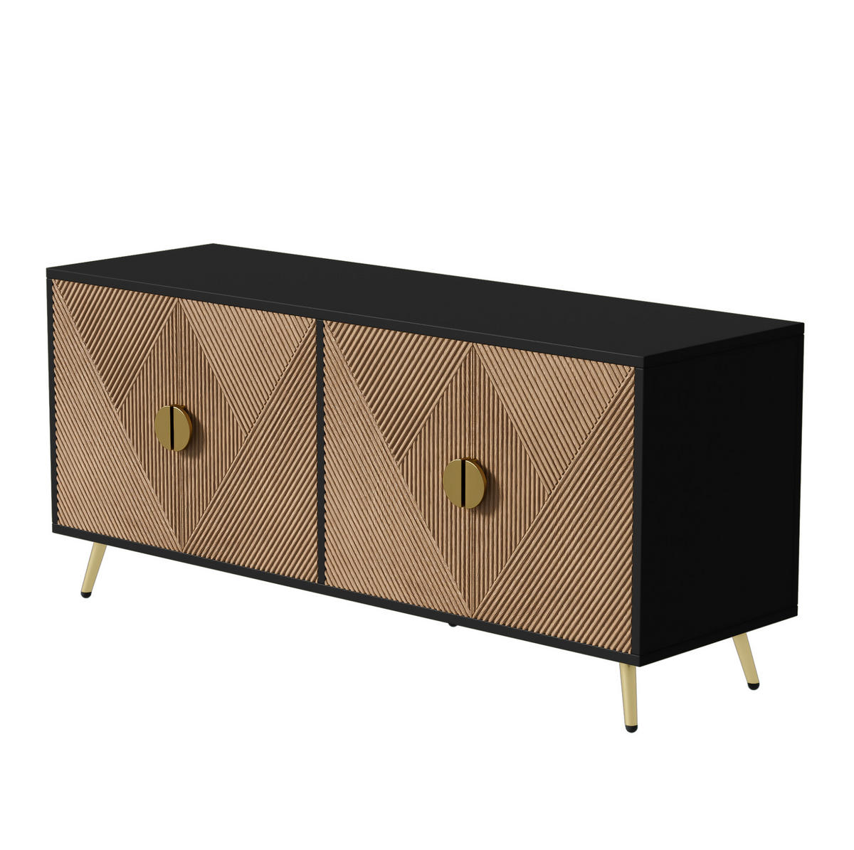 SIDEBOARD 4-türig 160 x 40 x 75 cm Schwarz Holzoptik - Schwarz, Holzwerkstoff (160/75/40cm) - Meubliv