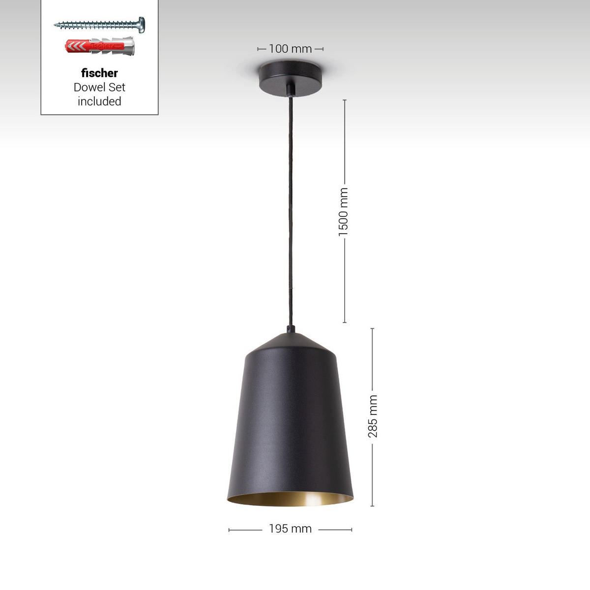 PENDELLEUCHTE Jackson S - Messingfarben, Metall (19.5/19.5/28.5cm) - Paco Home