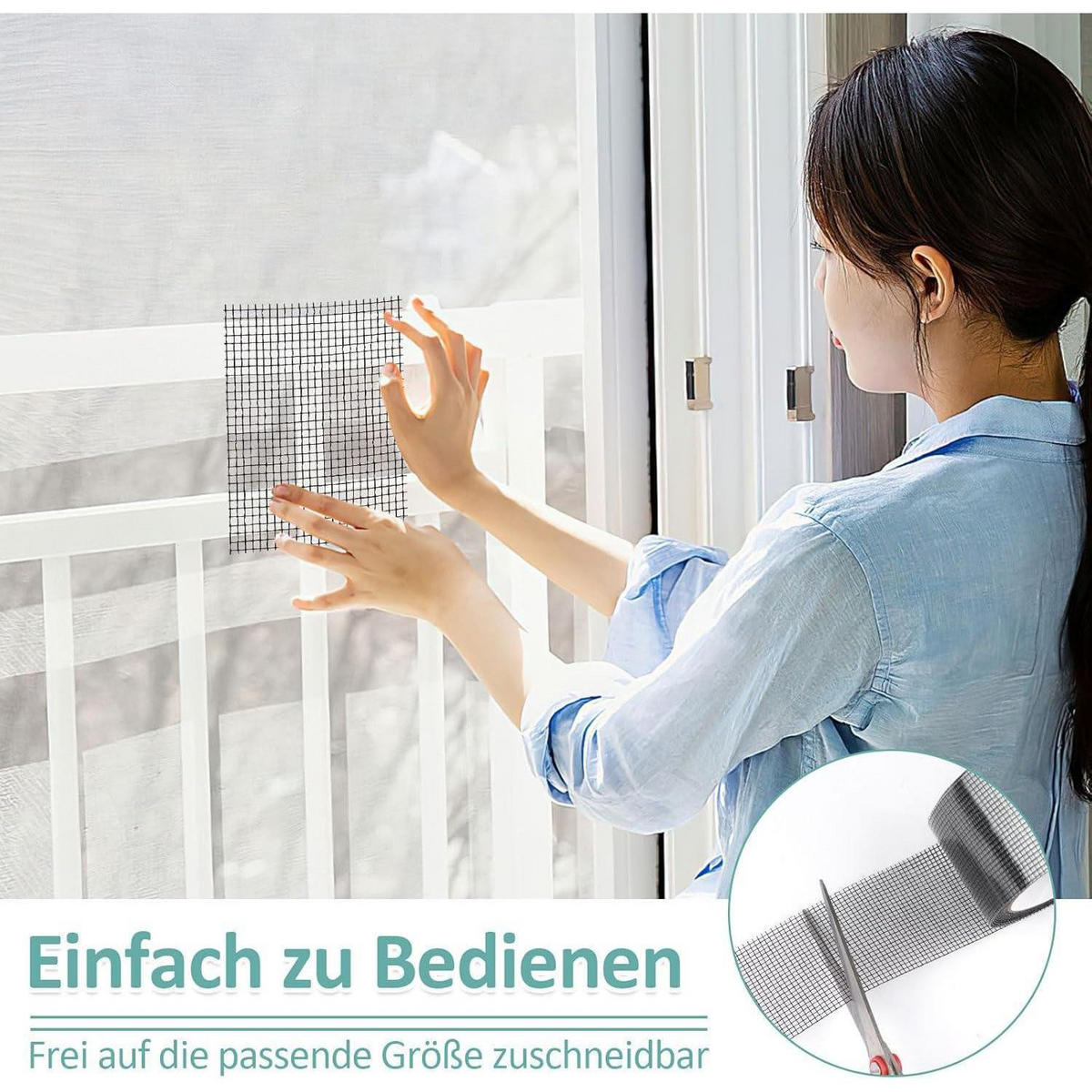 FLIEGENGITTER Reparaturband 5 cm x 900 cm Schwarz - Schwarz, Kunststoff (5/16/16cm)