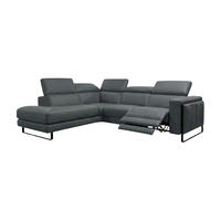 ECKSOFA Marchesi Echtleder mit 1 x Relaxfunktion Anthrazit - Anthrazit, Leder/Metall (220/80/257cm)