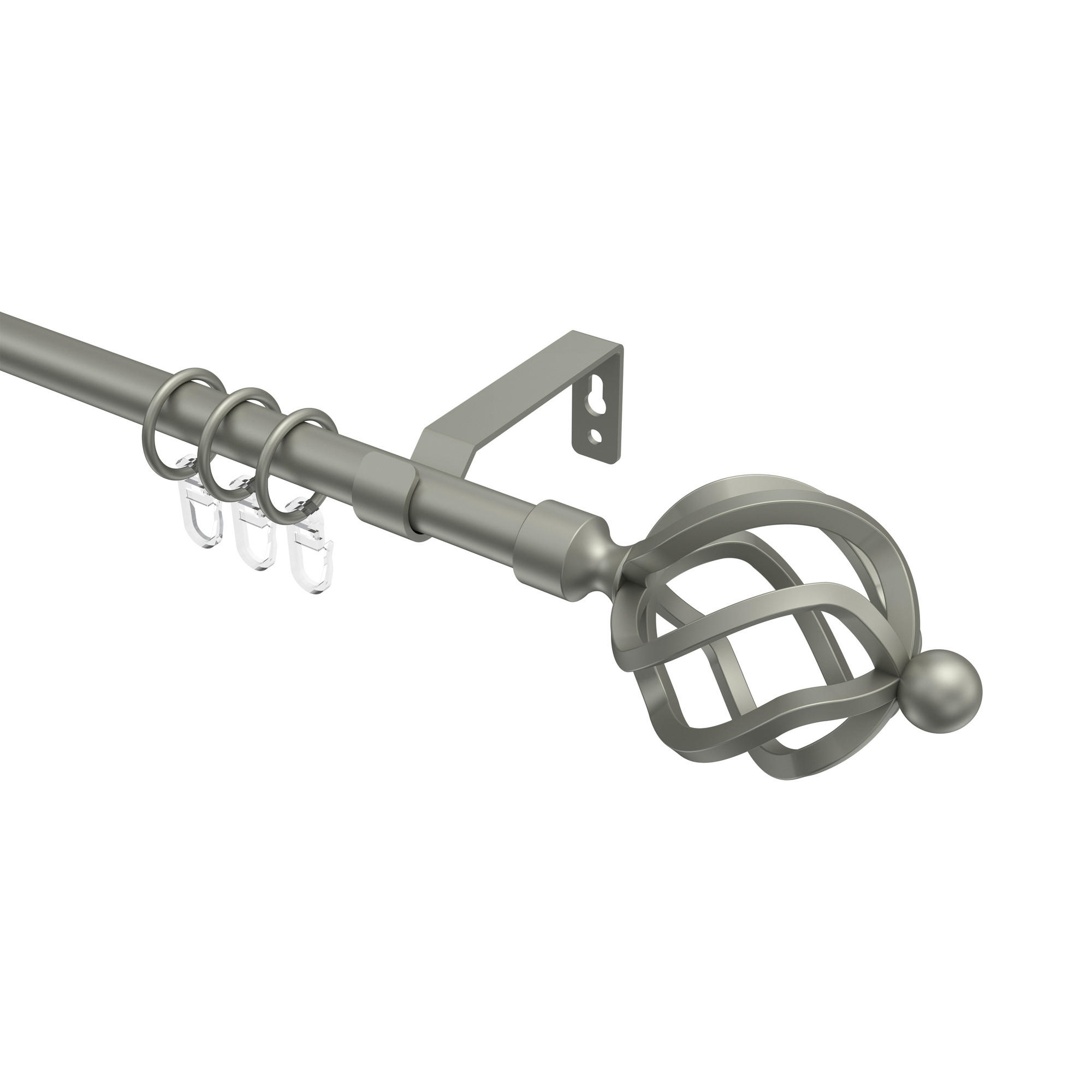 GARDINENSTANGE Olymp Paolo 320 cm (geteilt in 2 x 160 cm), 1-läufig, 16 mm Ø Chrom matt - Chromfarben/Nickelfarben, Metall (320cm) - INTERDECO