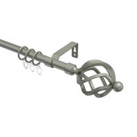 GARDINENSTANGE Olymp Paolo 320 cm (geteilt in 2 x 160 cm), 1-läufig, 16 mm Ø Chrom matt - Chromfarben/Nickelfarben, Metall (320cm) - INTERDECO