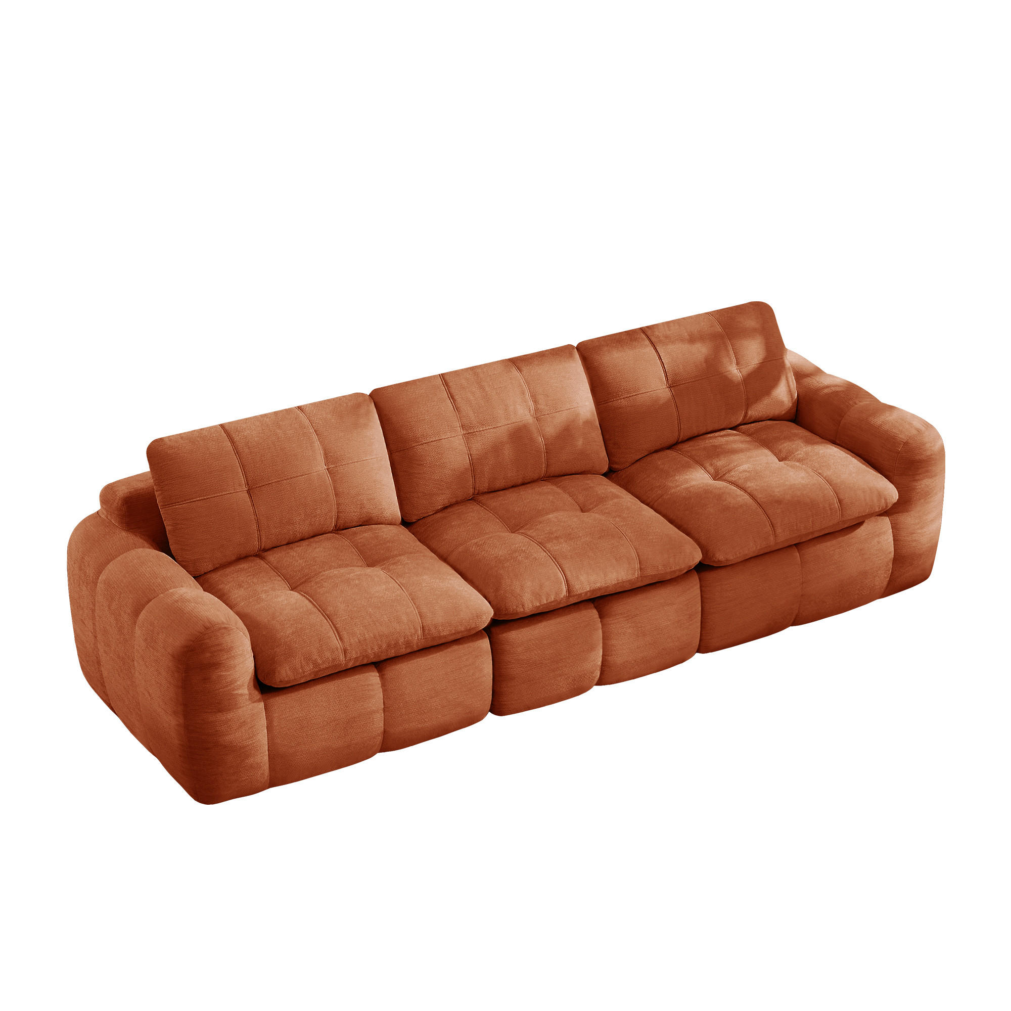 3-SITZER-SOFA DE-34464 Karostepp-Design und 32D-Schaum Orange - Orange, Textil (97/68/264cm) - ComfortXL