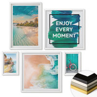 WANDBILDER 5er-Set - 50x50 cm & 20x30 cm & 40x60 cm Weißer Rahmen - Inspiration für ein Fahrrad mit Seeboot - Weiß, Kunststoff (40/60cm) - ArtPrintCave