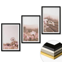 WANDBILDER 3er-Set - 40x60 cm Schwarzer Rahmen - Sommerlandschaften mit Wildblumenwiesen - Schwarz, Kunststoff (40/60cm) - ArtPrintCave