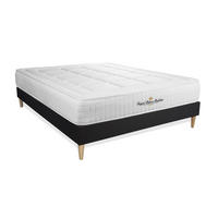 BETT Balmoral Memory-Schaum 160 x 200 cm h3 - Kit Bettgestell Schwarz - Beige/Schwarz, Holz (160/200cm) - ROYAL PALACE BEDDING