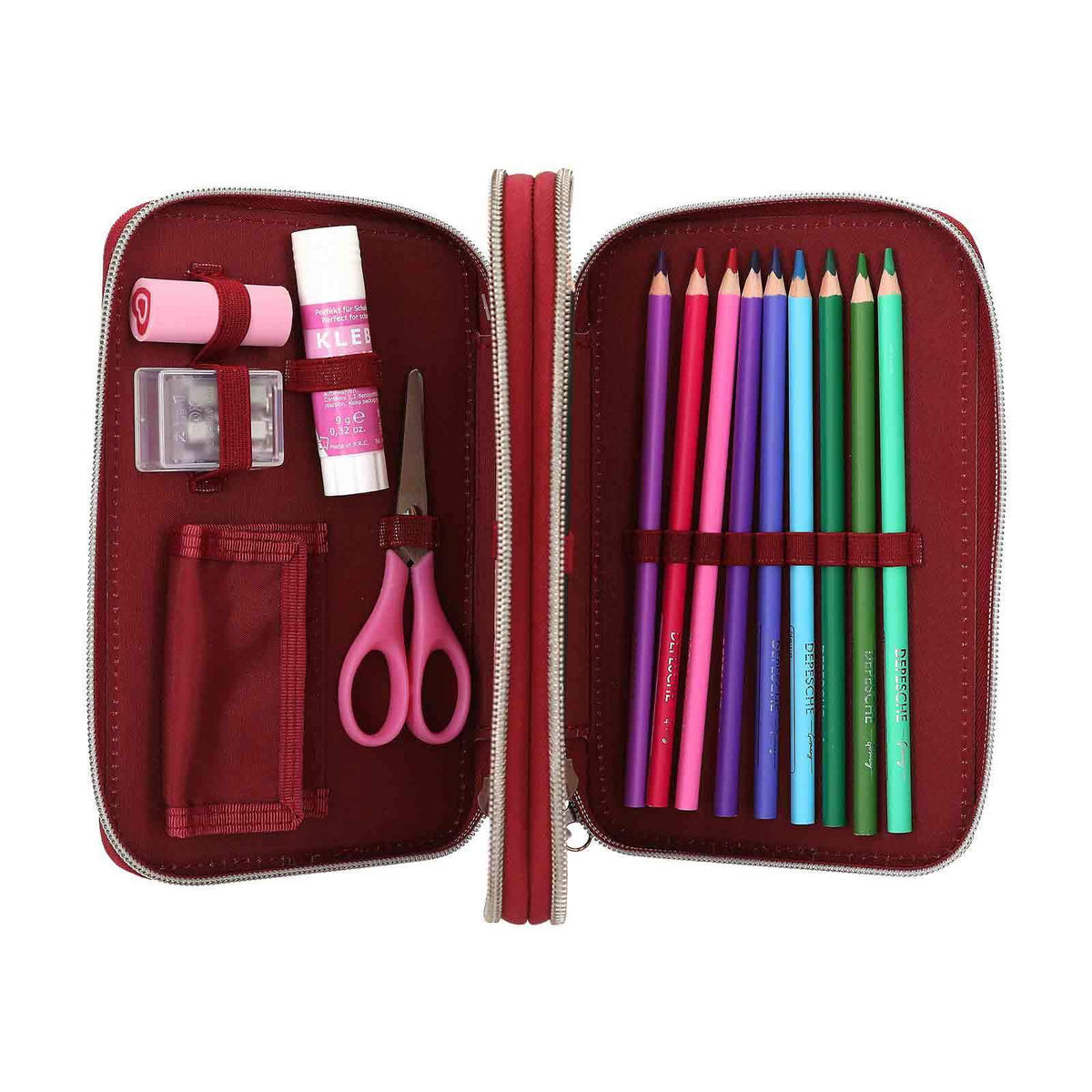 2-FACH FEDERTASCHE FUR-EVER FRIENDS TOPModel rot 5,5 x 13 x 20 cm - Rot, Kunststoff (13/20/5.5cm) - Depesche Germany