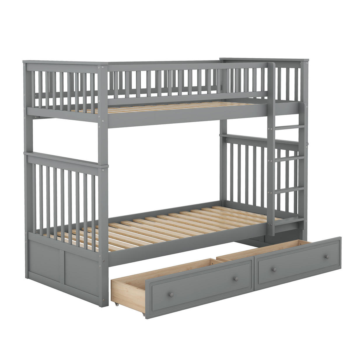 ETAGENBETT 90/200 cm Grau mit 2 Schubladen, teilbar in 2 Betten - Grau, Holz (90/200cm) - Flora Grace