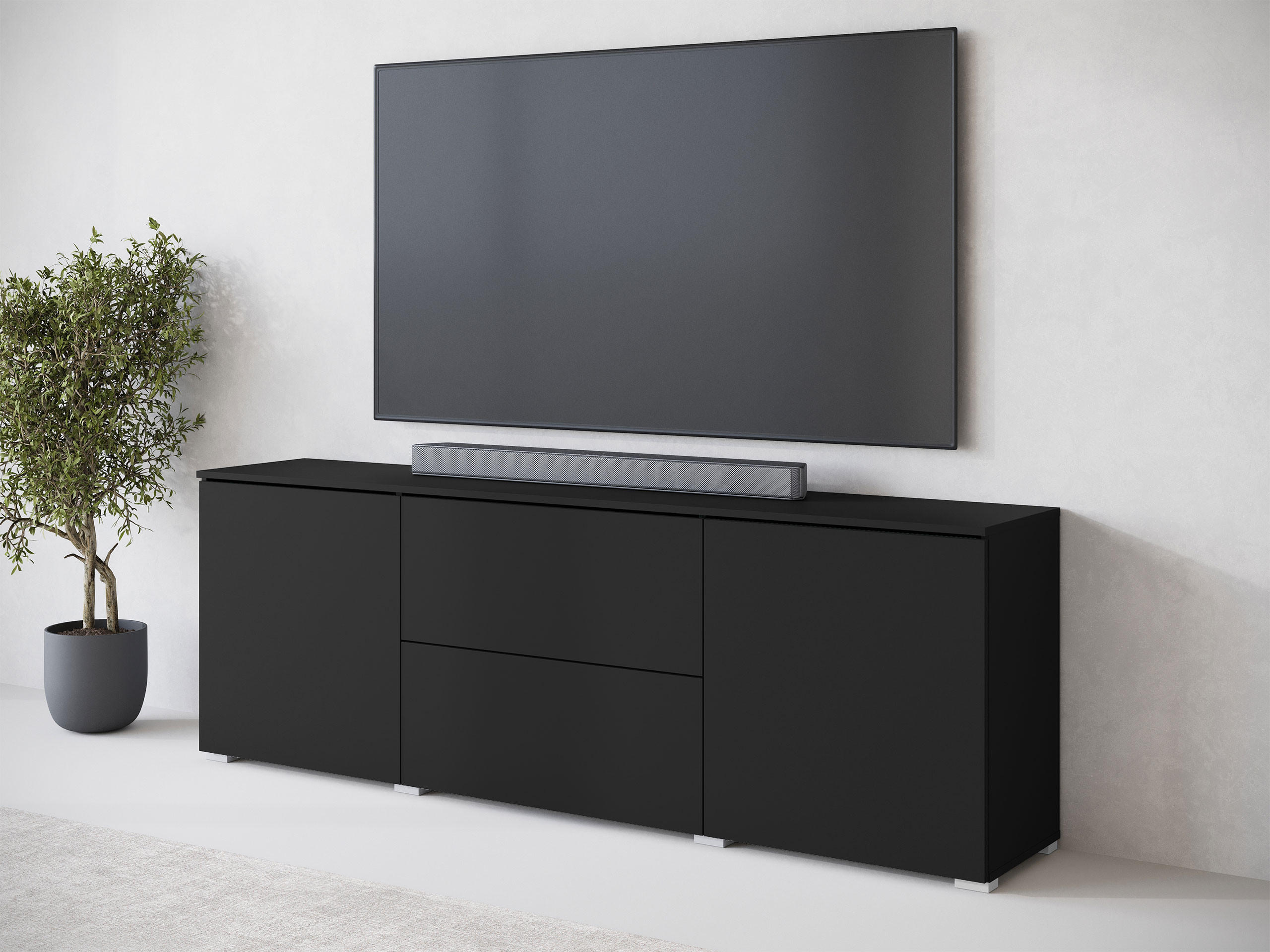TV-LOWBOARD Vera 180 - Silberfarben/Graphitfarben, Holzwerkstoff/Kunststoff (180/62/35cm) - MIRJAN24