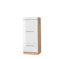 MIKROWELLENSCHRANK Fame-Line Weiß Hochglanz 60 cm - Honigeiche/Weiß Hochglanz, Holzwerkstoff (60/153.6/58.1cm) - Vicco