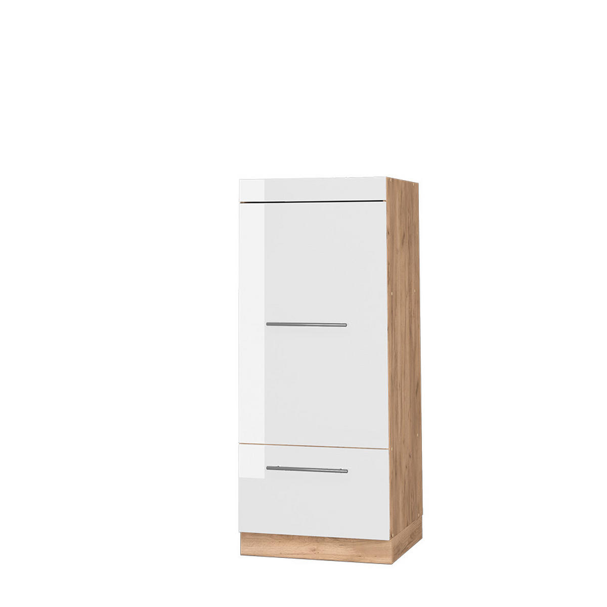 MIKROWELLENSCHRANK Fame-Line Weiß Hochglanz 60 cm - Honigeiche/Weiß Hochglanz, Holzwerkstoff (60/153.6/58.1cm) - Vicco