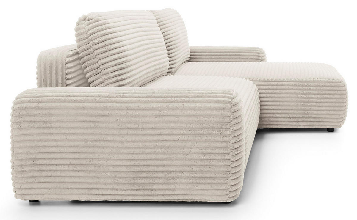 ECKSOFA Alferia Creme mit Cordbezug - Creme/Schwarz, Kunststoff/Textil (264/162cm) - Selsey