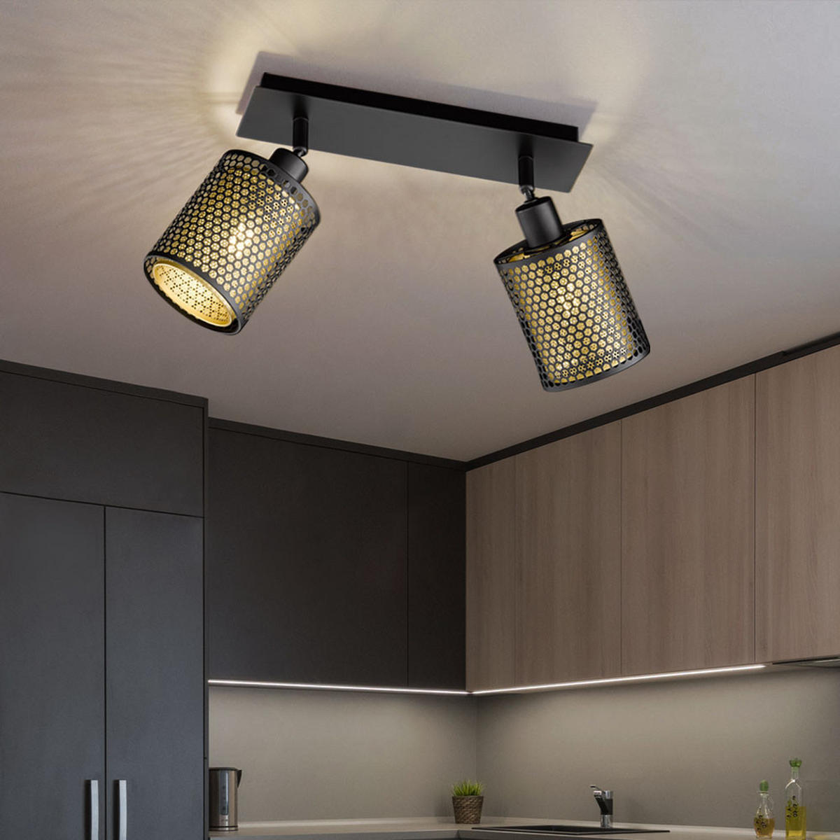 LED DECKENLEUCHTE Stahl Schwarz Gold - Schwarz, Metall (30/10/21cm) - Wofi
