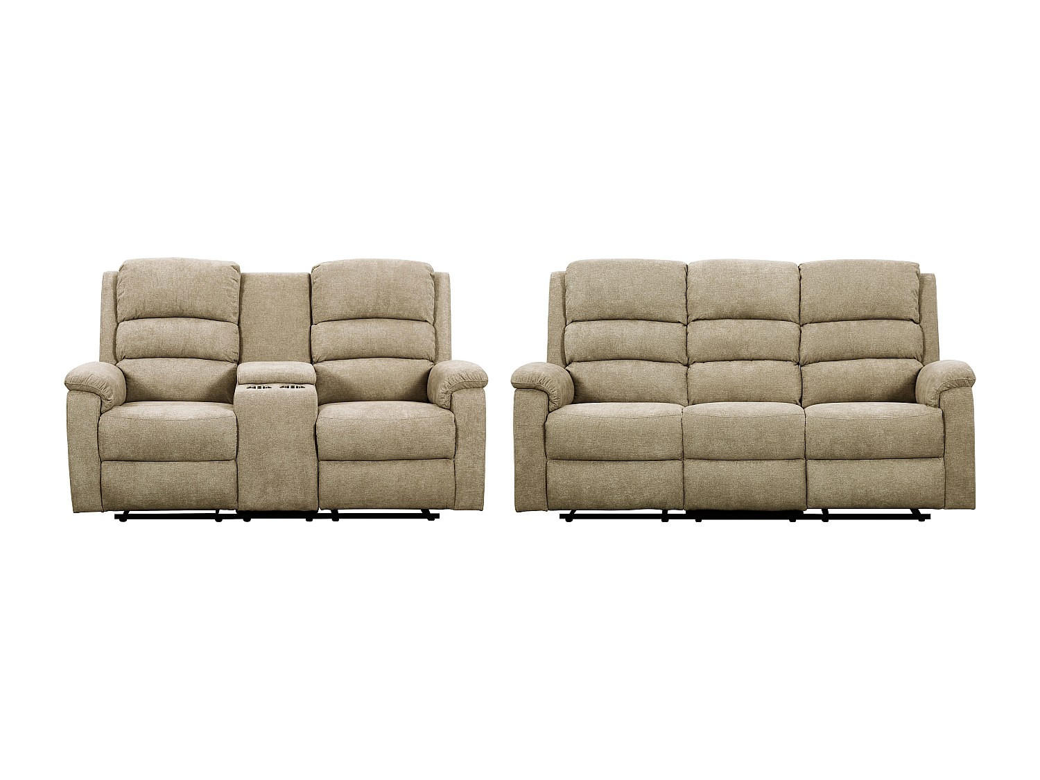 COUCHGARNITUR - 5 Personen - stoff - taupe Nevers - Taupe, Textil (187/103/95cm) - Vente-Unique