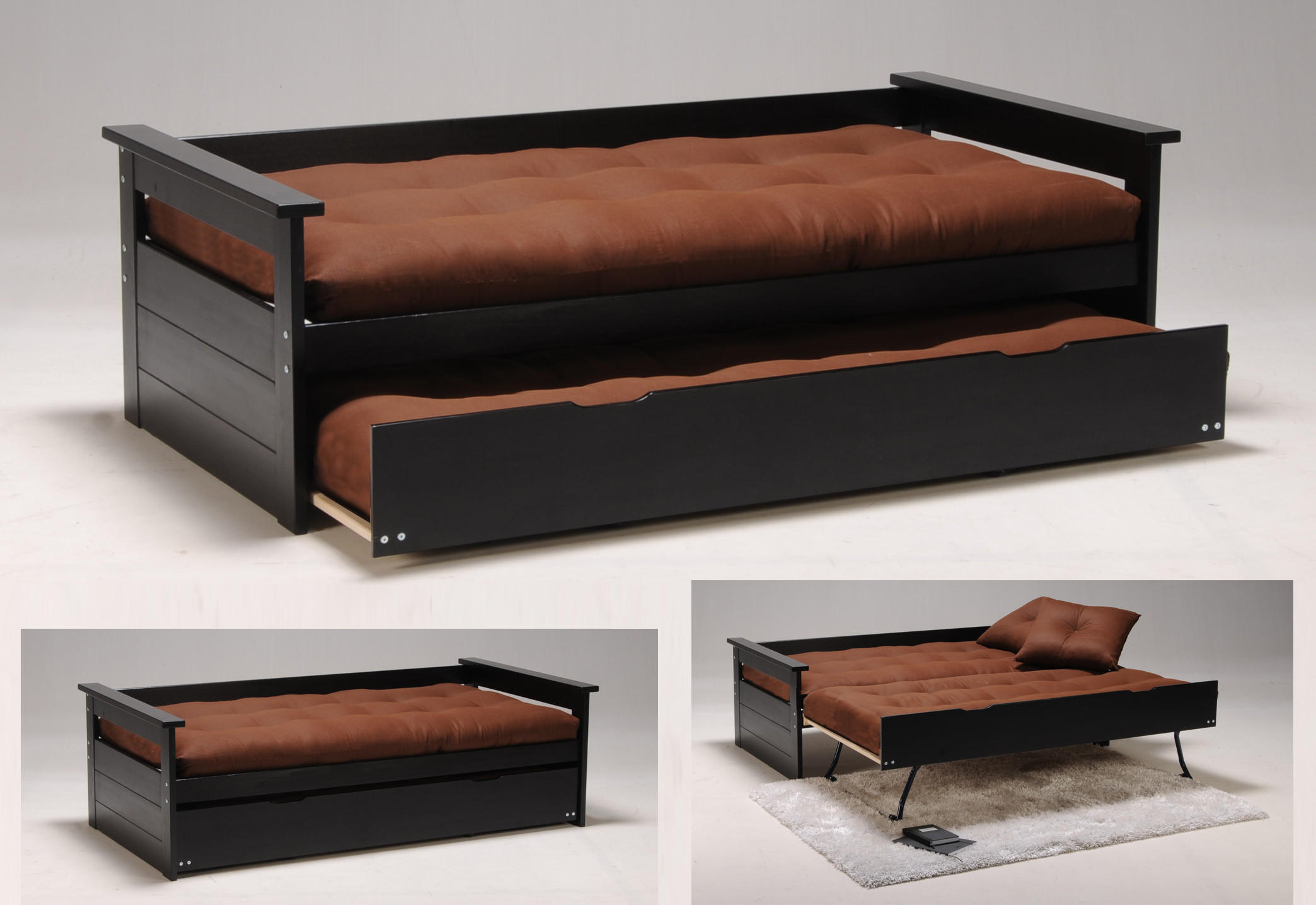 AUSZIEHBETT TOLEDE mit Bettschublade/ Bett 2x90x190 - Schwarz - Schwarz, Holzwerkstoff (90/190cm) - Weber Industries