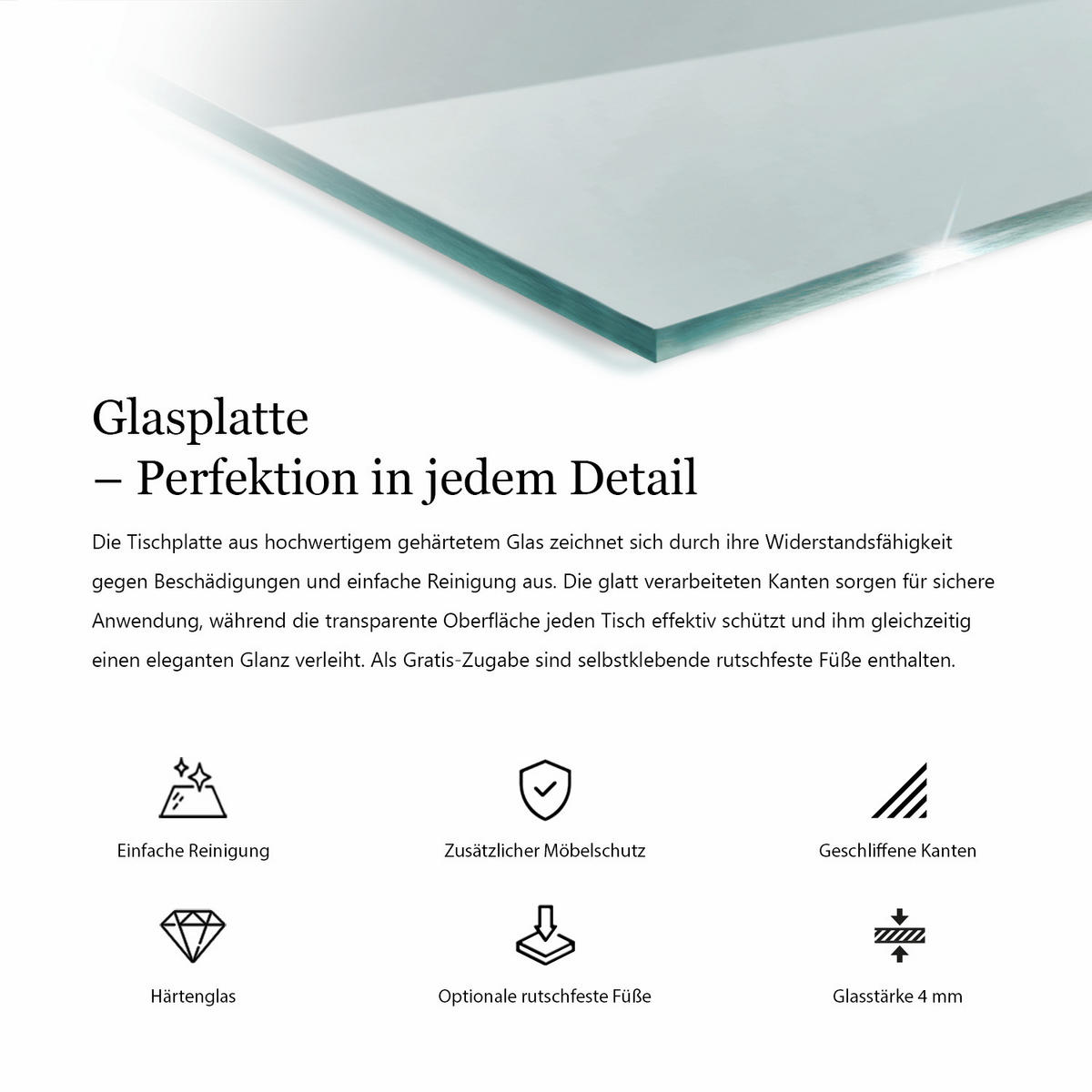 TISCHPLATTE 120 x 80 cm Transparente Glasplatte - Transparent, Glas (120/0.4/80cm) - TULUP
