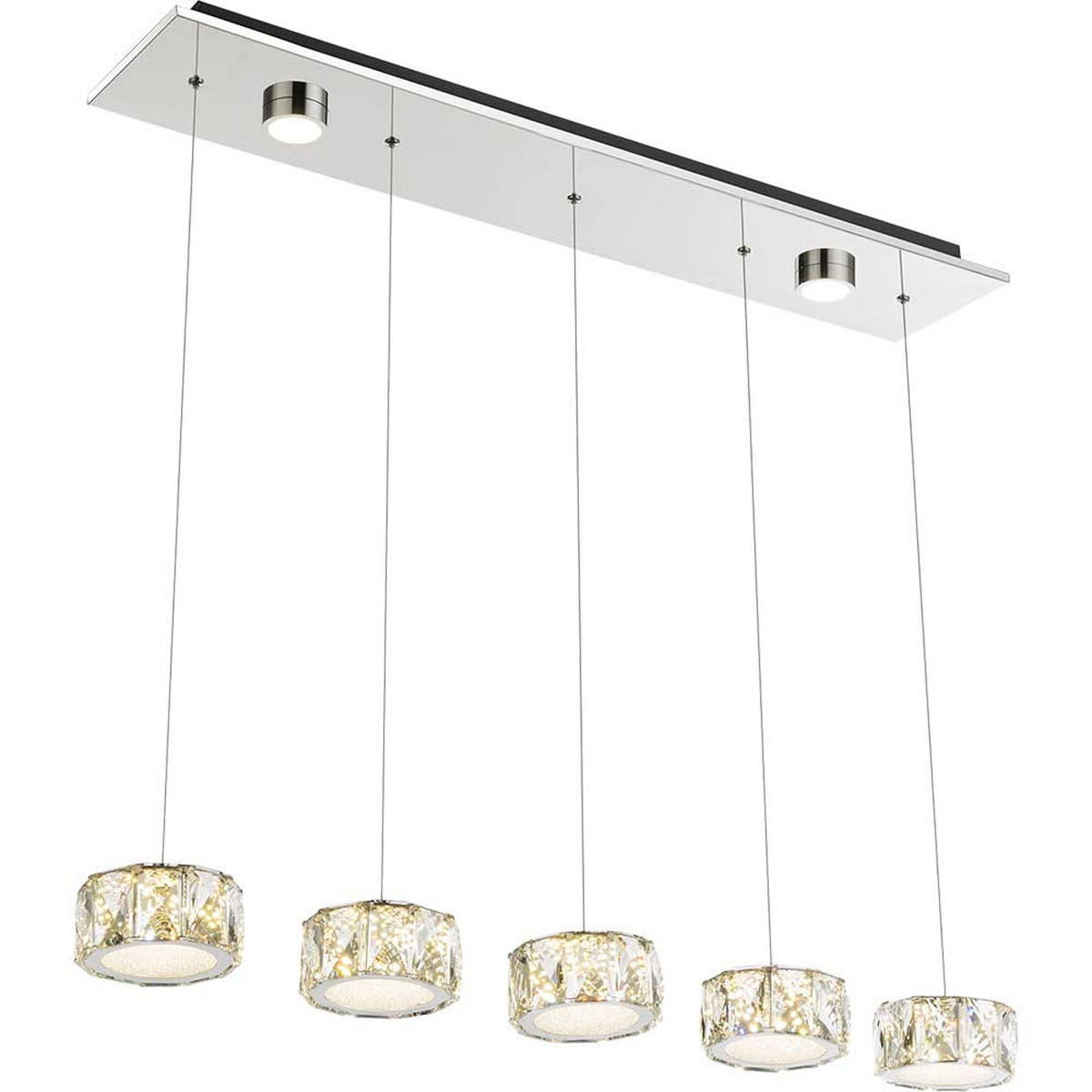 LED HÄNGELEUCHTE AMUR Chrom Silber - Silberfarben, Glas/Metall (82/16/120cm) - Globo Lighting