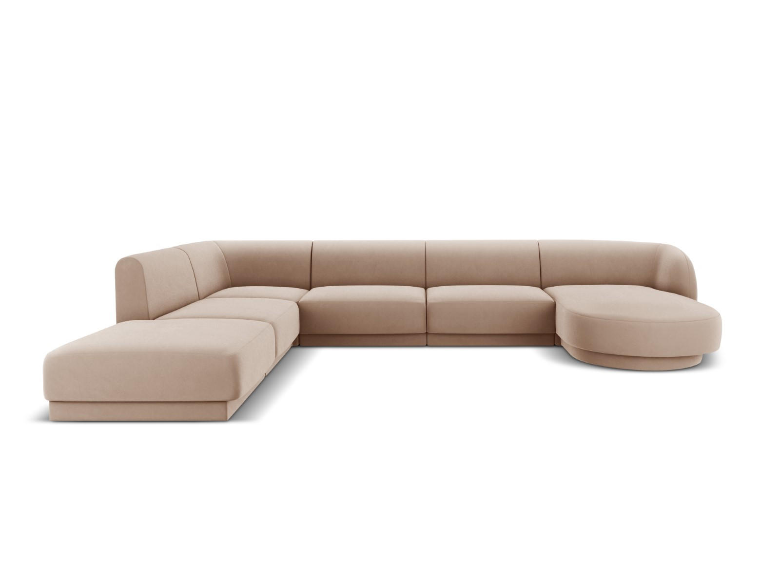 PANORAMASOFA links Miley aus Samt cappuccino 6 Sitzplätze - Cappuccino, Textil (255/70/330cm) - Micadoni