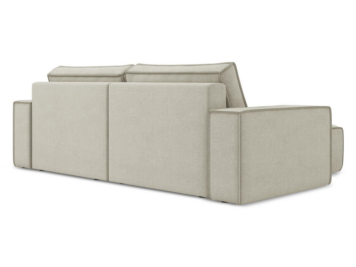 ECKSOFA mit Schlaffunktion Strukturstoff Stoff Beige - Beige/Creme, Kunststoff/Textil (148/257cm) - Makamii