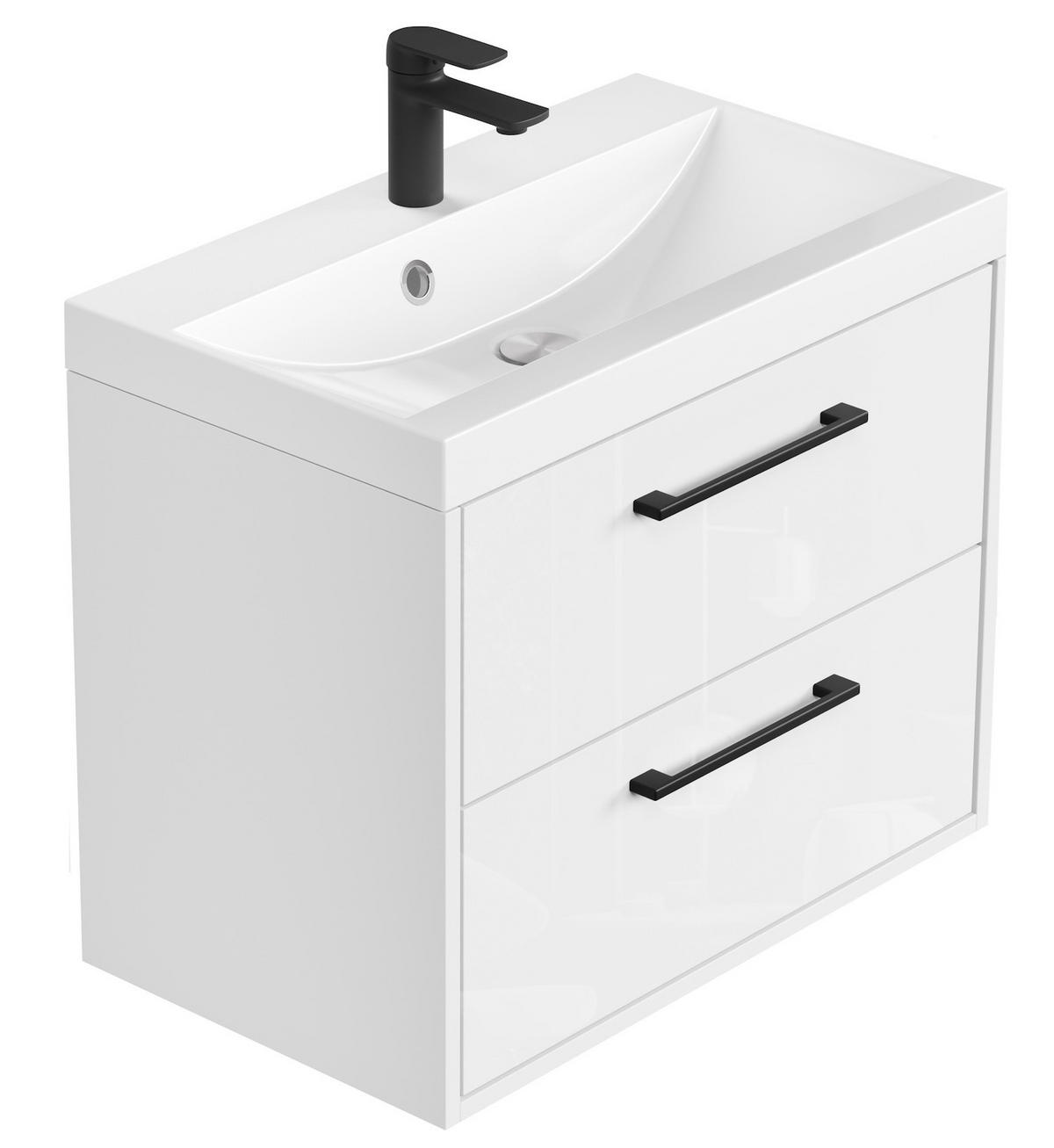 BADMÖBEL-SET Florence 2 Teile Weiß Hochglanz - 60 x 35 x 51 cm - Weiß, Holz (60/51/35cm) - Badplaats