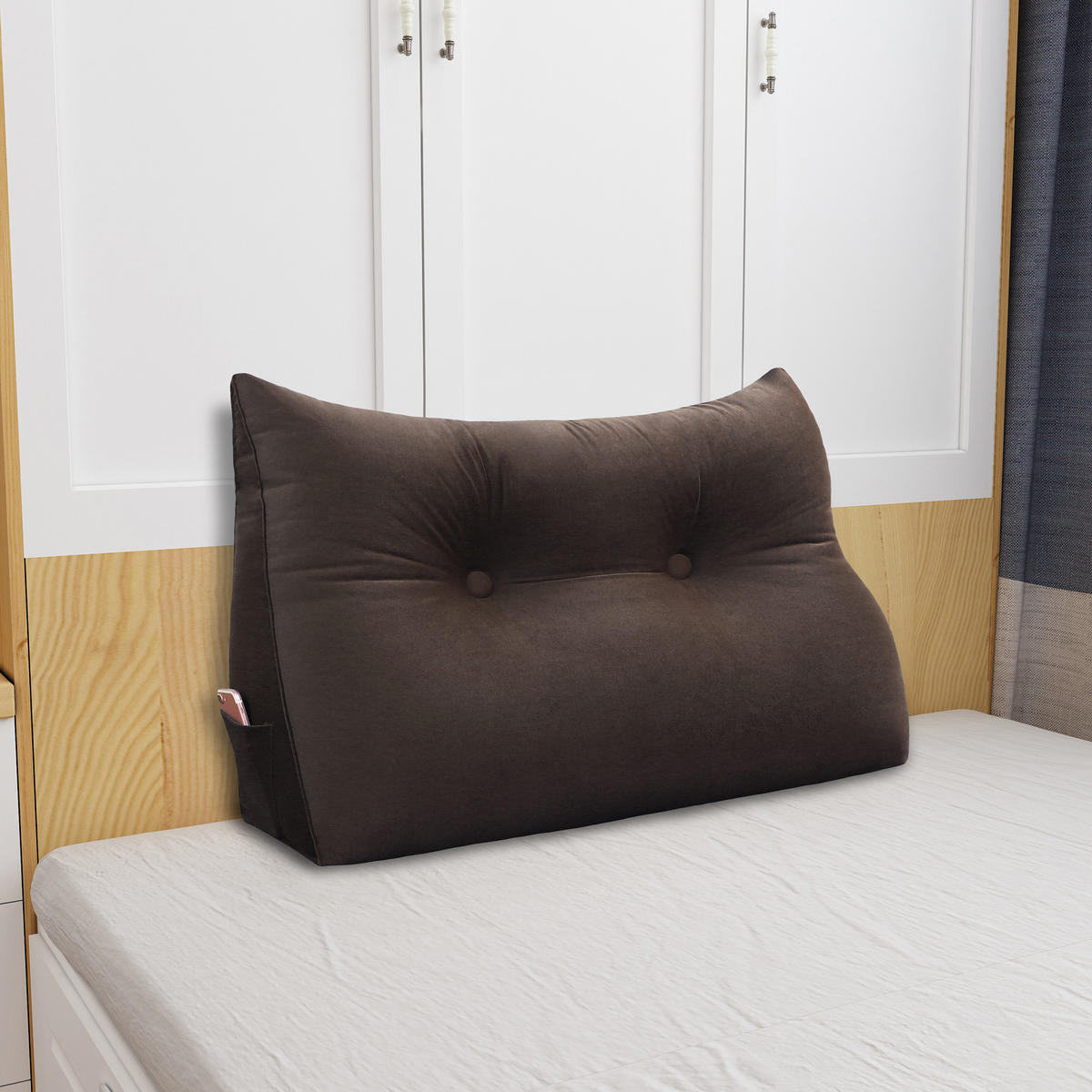 LESEKISSEN für Bett Samt Braun 60 cm - Braun, Textil (50/60cm) - Vercart