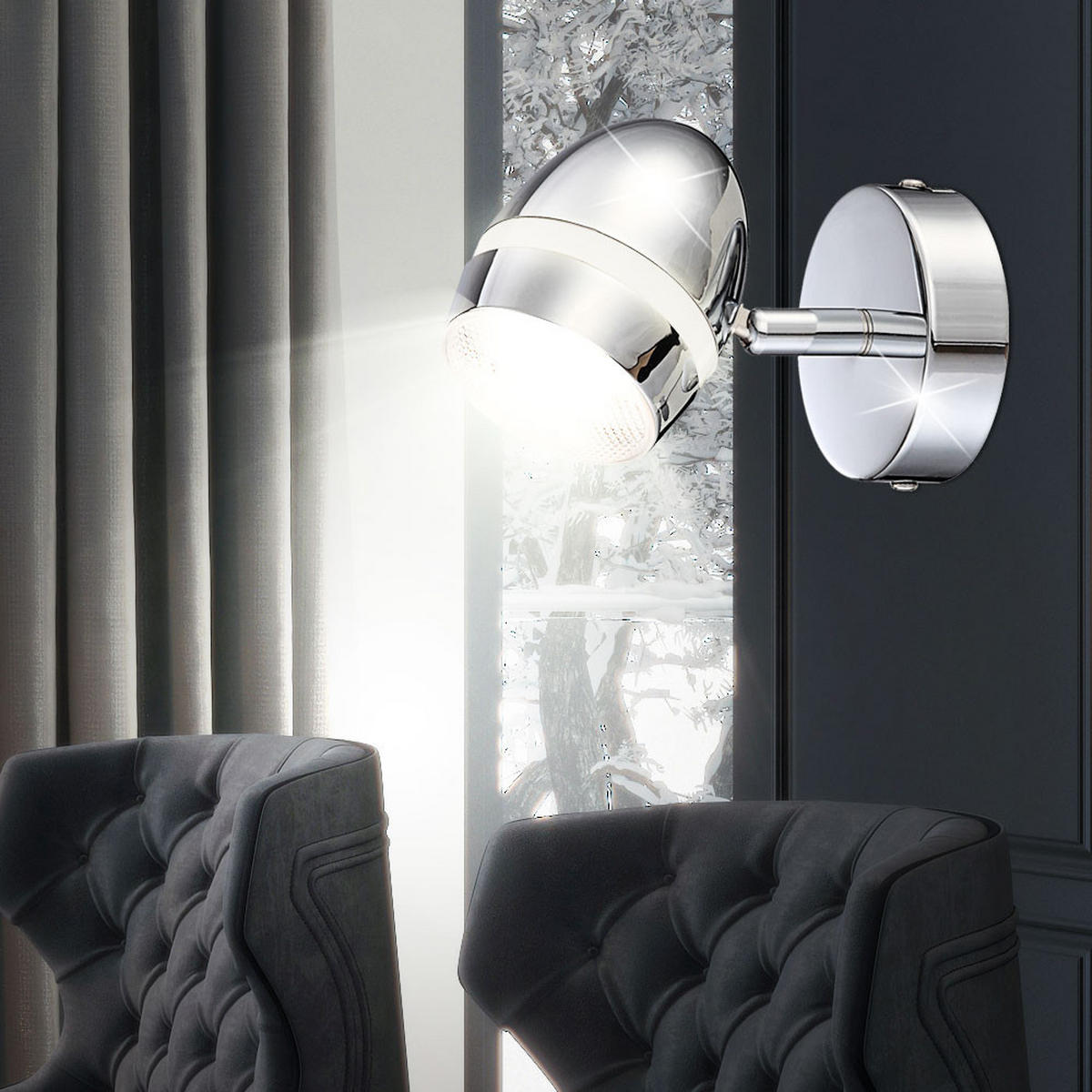 LED WANDLEUCHTE Metall Chrom Silber - Silberfarben, Metall (8/10.5/13.7cm) - Globo Lighting