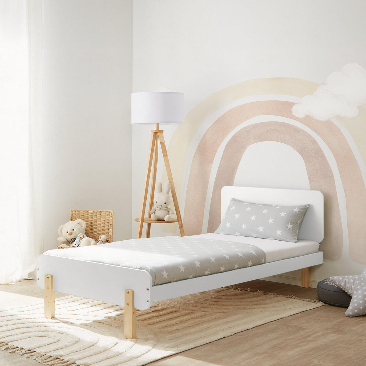 KINDERBETT Weiß 90/200 Lattenrost Matratze - Weiß, Holz (95/77/209cm) - Homestyle4u