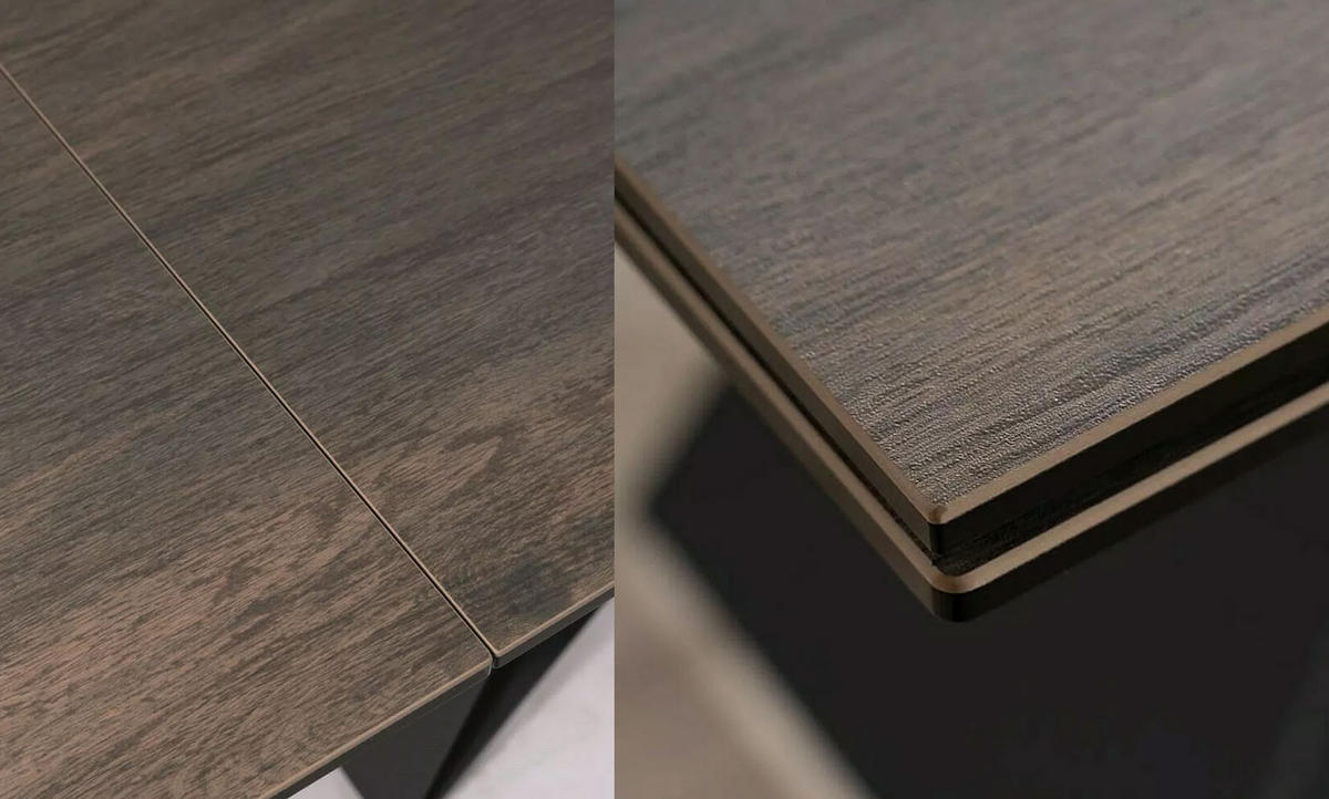 ESSTISCH Westin Palisander-Optik / Schwarz Matt 160-240 / 90 / 77cm - Schwarz/Braun, Holz/Keramik (90/240/77cm) - Feldmann-Wohnen