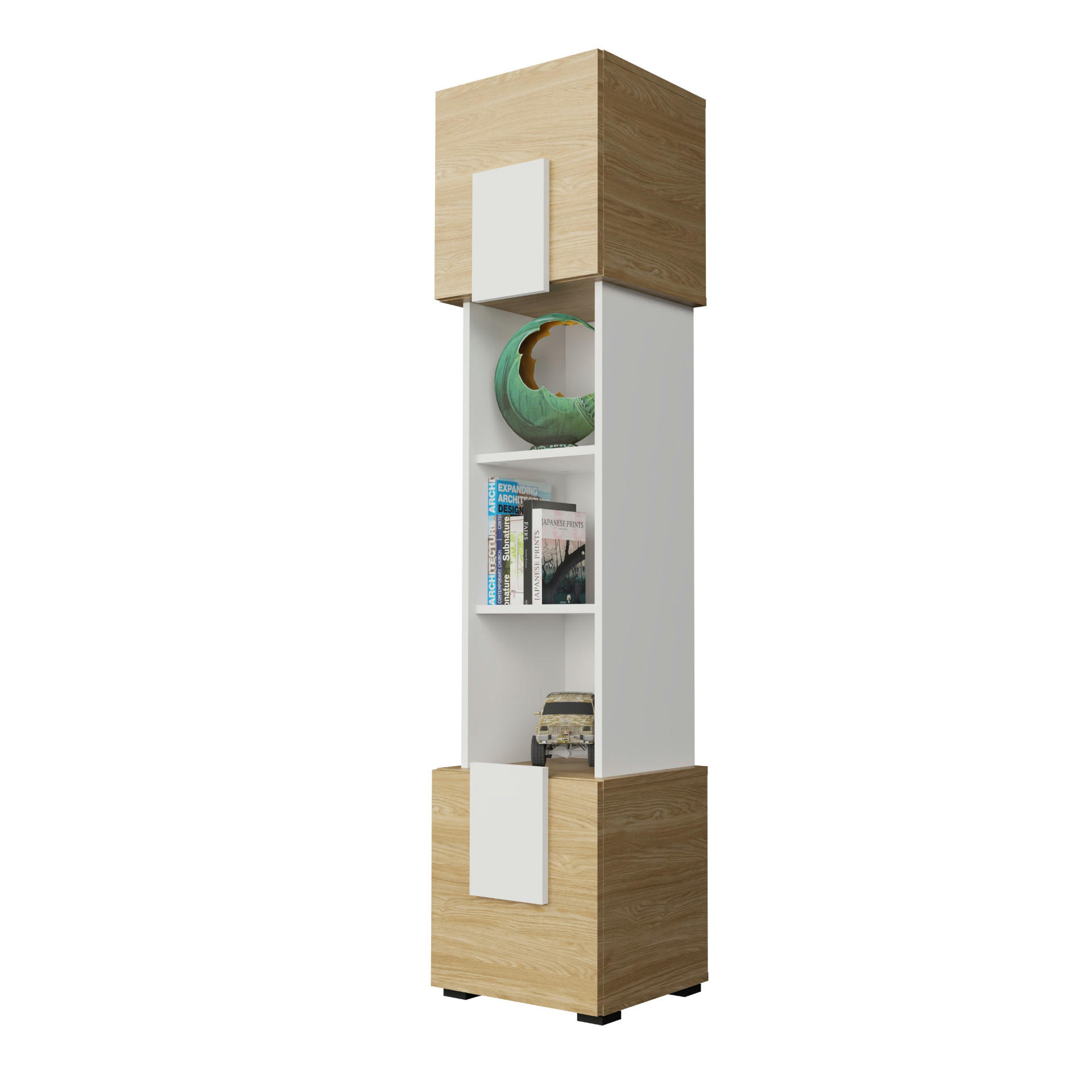 Komodee Highboard Weiß, Eiche 39x172x35 cm