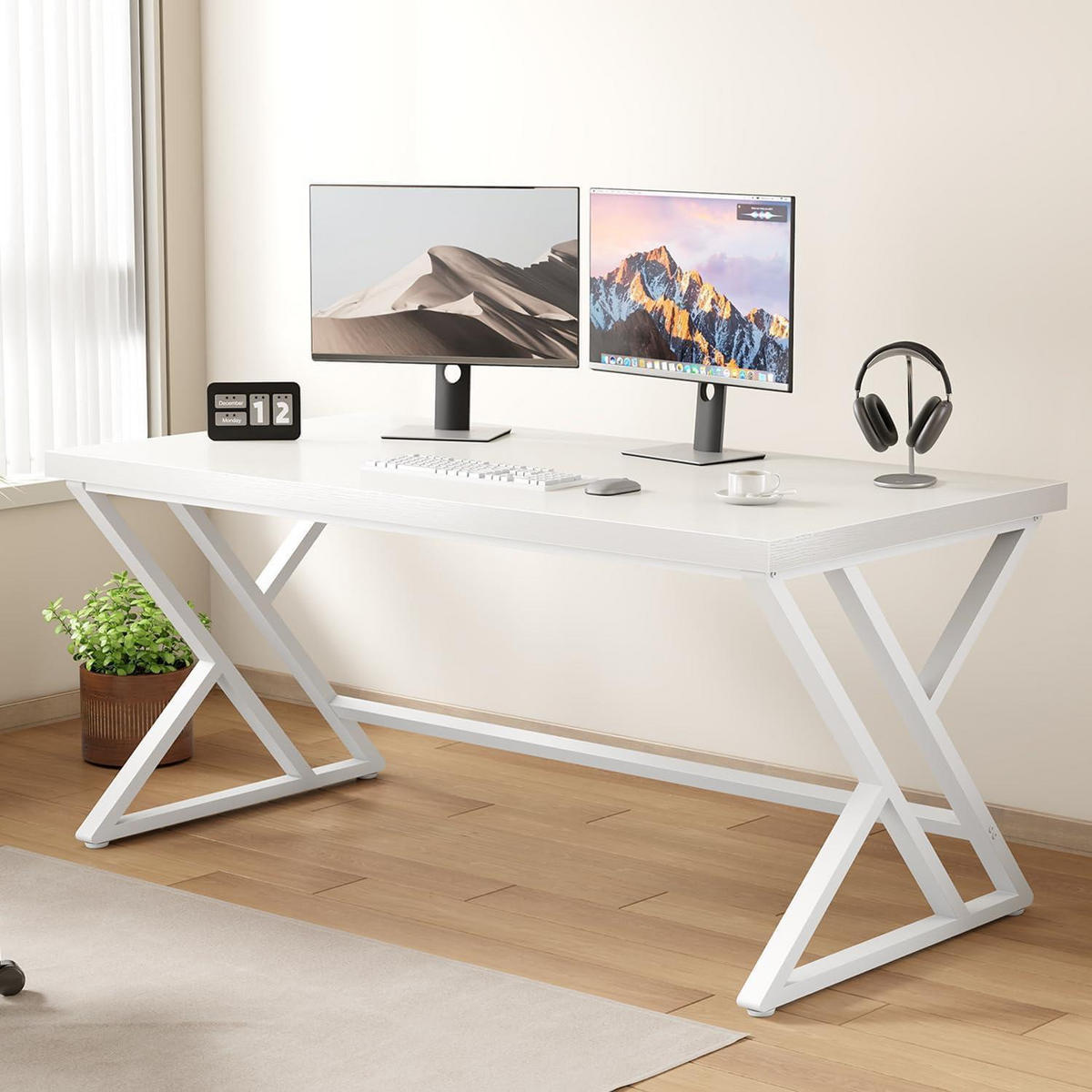 SCHREIBTISCH 140 x 60 x 75.5 cm Weiß - Weiß, Metall (60/140/75.5cm)