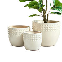 BLUMENTOPF handgemacht & atmungsaktiver Keramikpflanztopf-3er-Set - Weiß, Keramik (38/32cm)