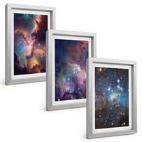BILDER SET 3er Set - 20x30 cm Silberner Rahmen - Kosmische Sternenlandschaften - Silberfarben, Kunststoff (20/30cm) - TULUP