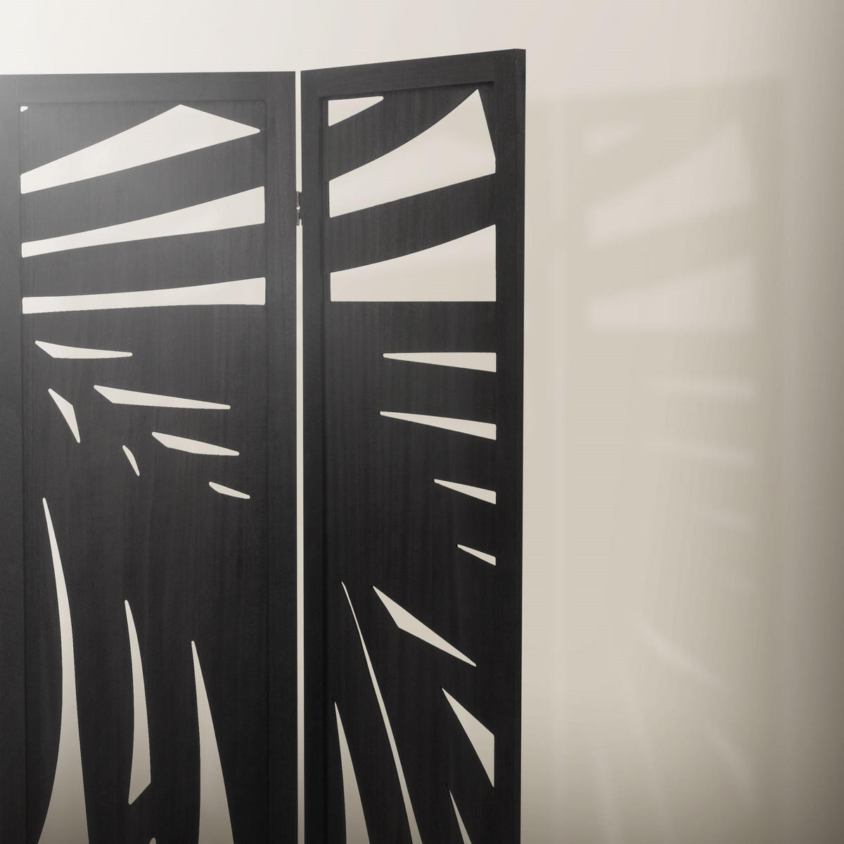 PARAVENT 3 teilig Sapporo 170x121 cm Schwarz aus Holz - Braun, Holz (121/170/2cm) - ML-DESIGN