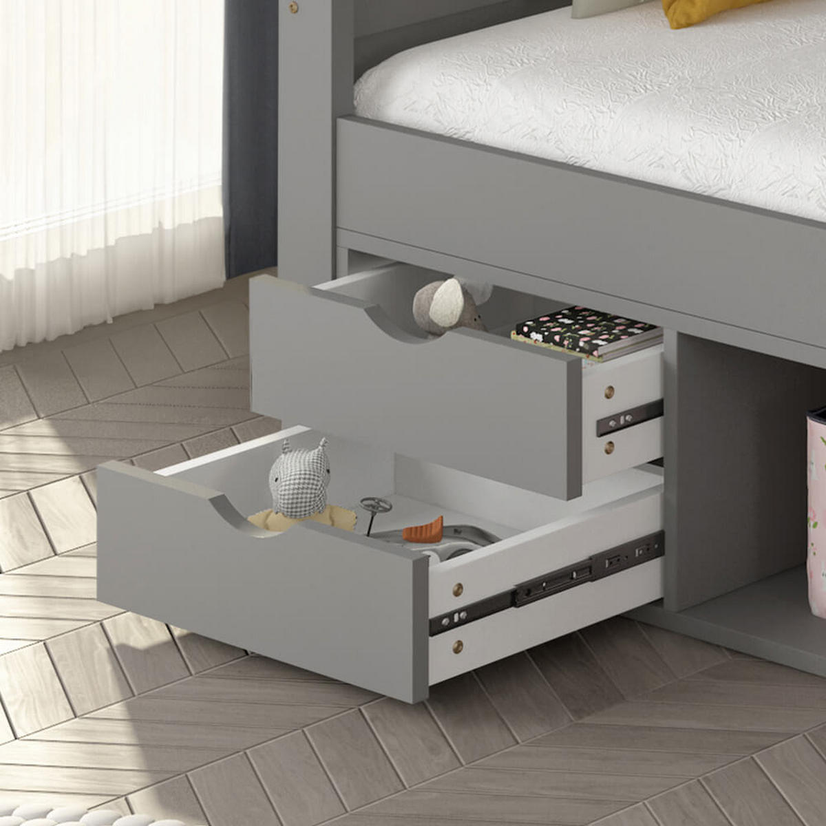 KINDERBETT COSMOS - Grau - Grau, Holz/Kunststoff - Home Deluxe