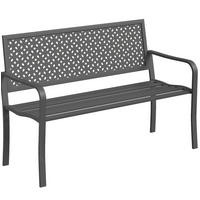 ZÁHRADNÁ lavica 127/61/85 cm tmavosivá pre 2 osoby z ocele s podrúčkami - tmavosivá, kov (61/85/127cm) - OKWISH