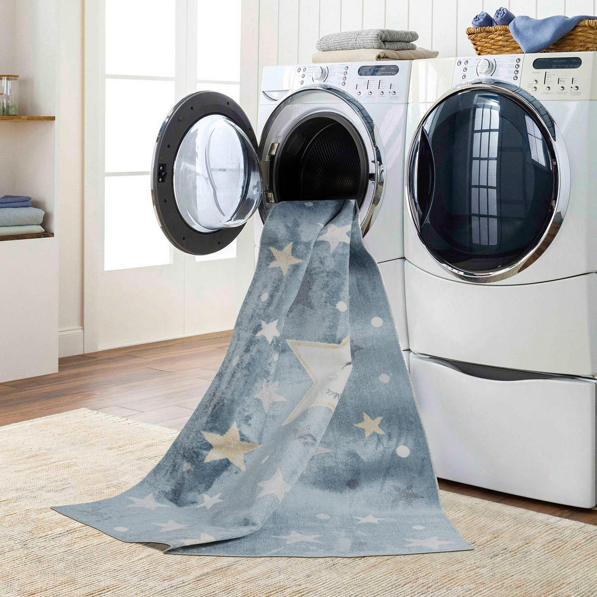 KINDERTEPPICH Maschinenwaschbar 160/213 cm Blau - Blau, Naturmaterialien/Textil (160/213cm) - LIVABLISS