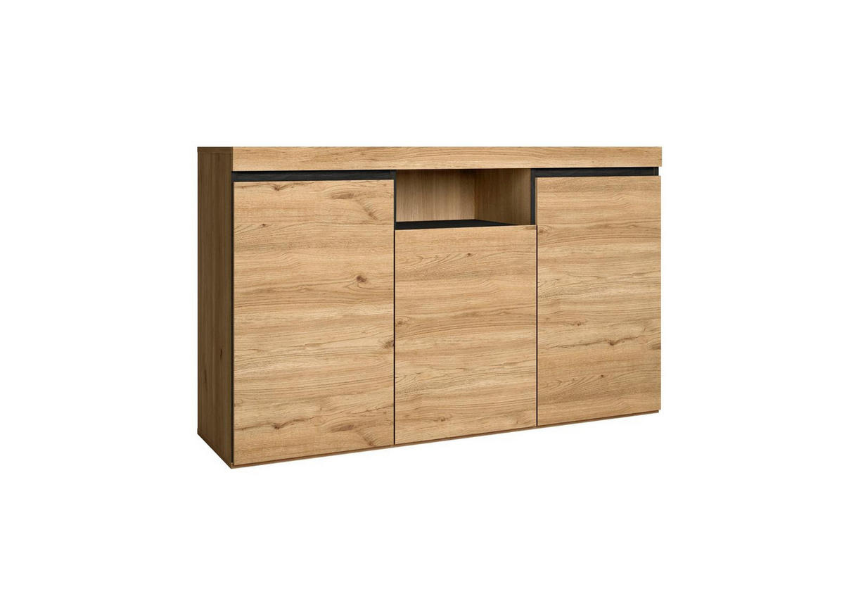SIDEBOARD eiche/schwarz, 140/40/80cm - Multicolor, Holzwerkstoff (140/80/40cm) - Skraut Home