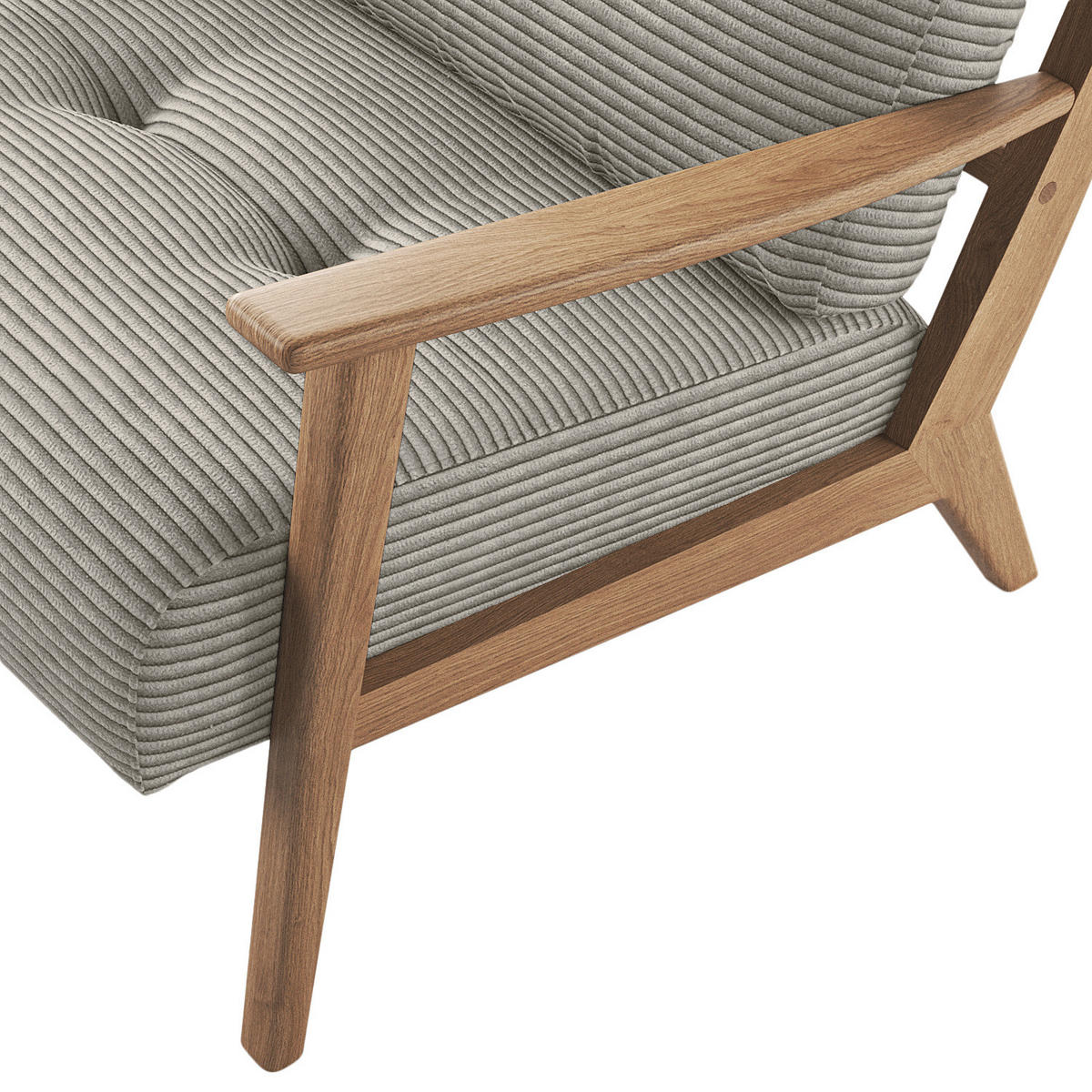 SESSEL - Eichefarben/Graubraun, Eichenholz/Textil (83/80/75cm) - home24