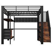 HOCHBETT 140/200 cm DE-33130 mit Stauraum und LED-Licht Schwarz - Schwarz, Metall (140/200cm) - ComfortXL
