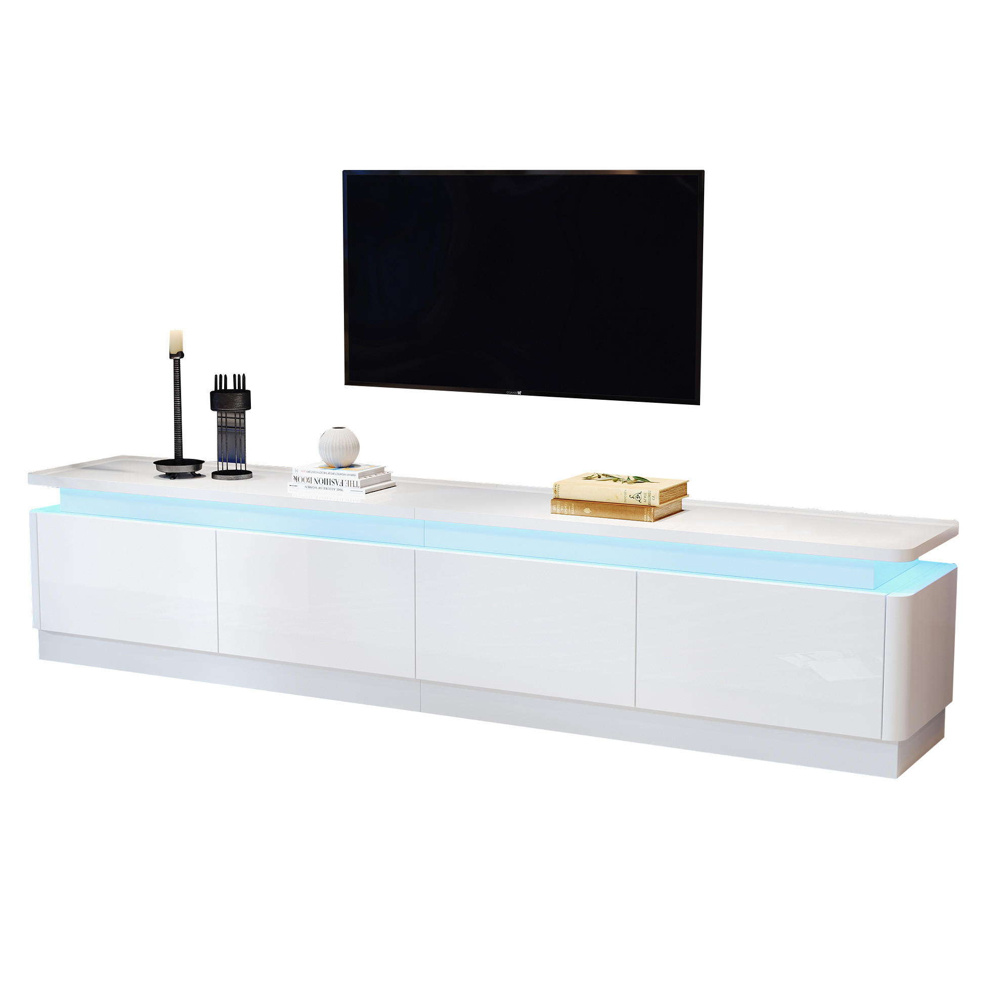 LOWBOARD 180/34/40 cm aus Spanplatte mit LED-Beleuchtung Weiß - Weiß, Holzwerkstoff (180/40/34cm) - Modenvie
