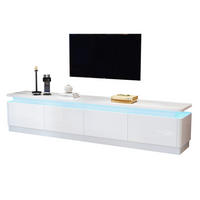 LOWBOARD 180/34/40 cm aus Spanplatte mit LED-Beleuchtung Weiß - Weiß, Holzwerkstoff (180/40/34cm) - Modenvie