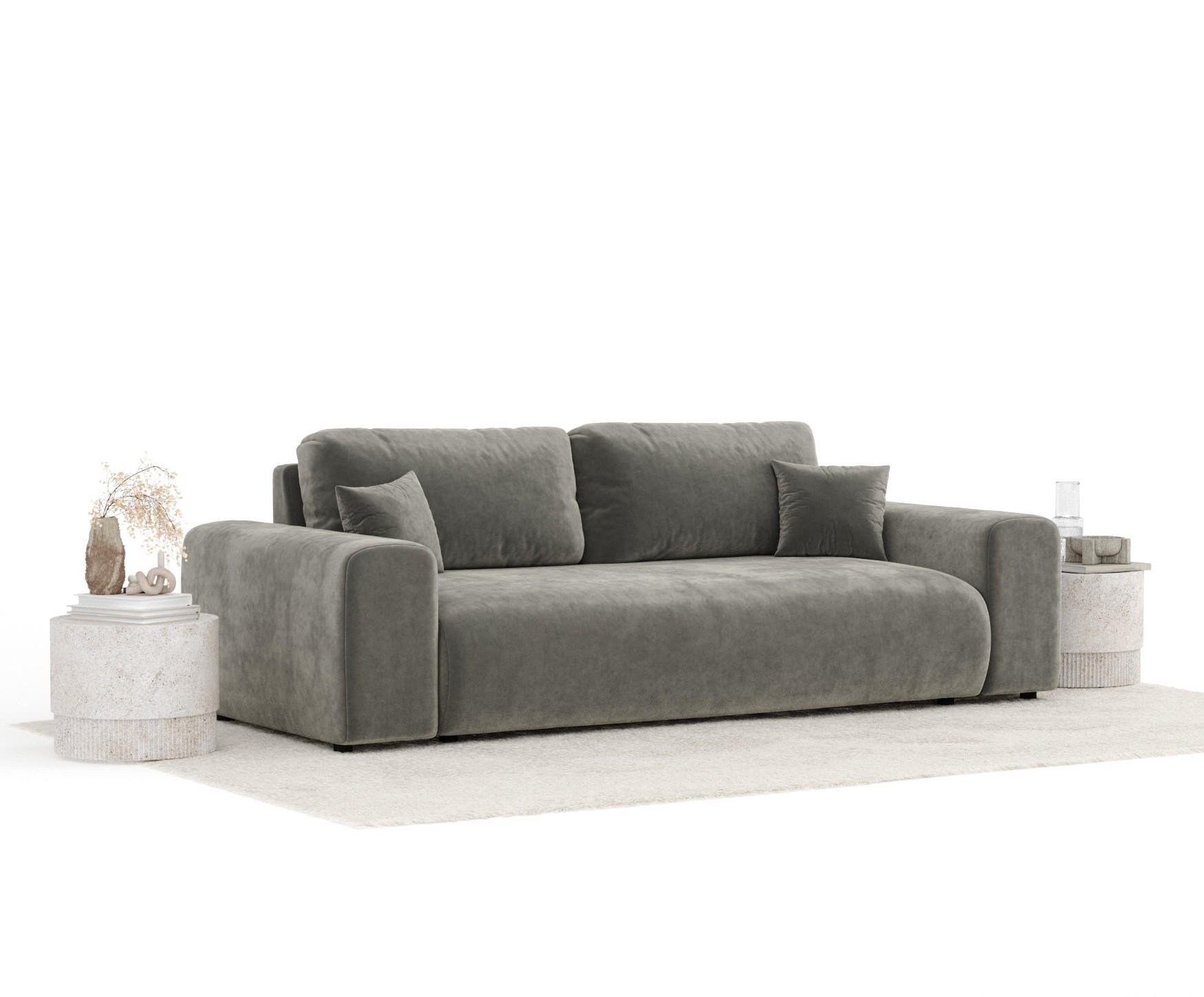 Thumbnail - Maison de Reve 3-Sitzer-Sofa, Grau, Textil, Füllung: Silikon,Schaumstoff, Rundrohr, 213x79x108 cm, Oeko-Tex® Standard 10...