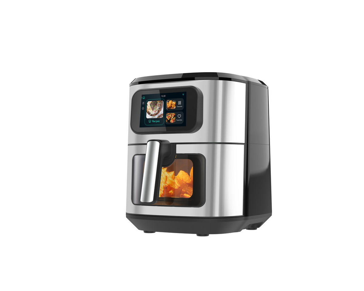 SMART-AIFRYER 6,5L mit App, Waage & Auto-Kochzeit, TFT Touch (EN/ES) - Silberfarben/Schwarz, Kunststoff (37.3/43/43.5cm) - ChefRobot