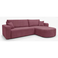 ECKSOFA mit Schlaffunktion Teeo L-Form universal mit Bettkasten Lachsfarben Cord - Koralle/Schwarz, Kunststoff/Textil (275/170cm) - Homebook